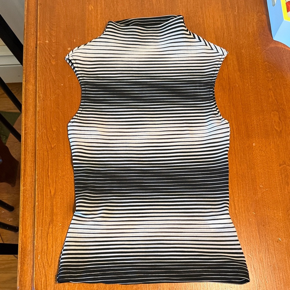 Black and White Striped Sleeveless Top